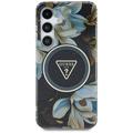 Custodia MagSafe Samsung Galaxy S25 Guess Glitter Flowers Triangle Buttons