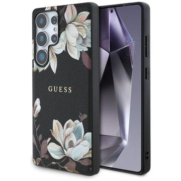 Custodia Samsung Galaxy S25 Ultra Guess Grained Printed Flower Pattern - Compatibile con MagSafe - Nera