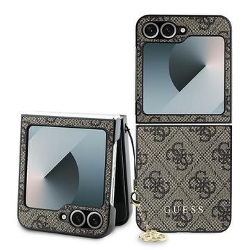 Custodia Ibrida Guess 4G Charms Collection per Samsung Galaxy Z Flip6 - Marrone