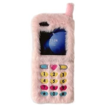 Custodia in peluche retrò con tasti del quadrante ricamati per Samsung Galaxy Z Flip6