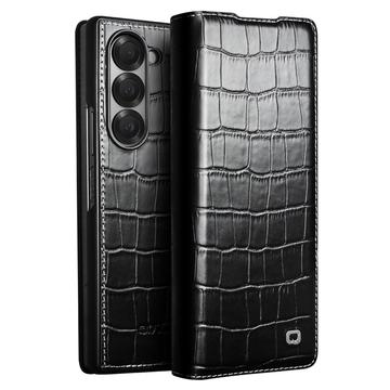 Custodia in pelle a portafoglio Samsung Galaxy Z Fold6 Qialino Classic - Coccodrillo