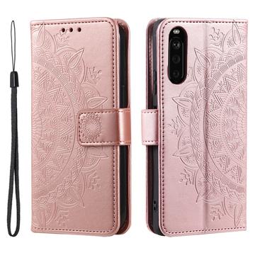 Custodia a portafoglio per Sony Xperia 10 VI serie Mandala - Rosa Oro