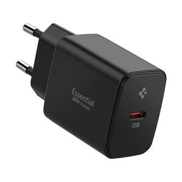 Spigen Essential EE201EU Caricabatterie USB-C 20W - GaN, Quantum Boost - Nero