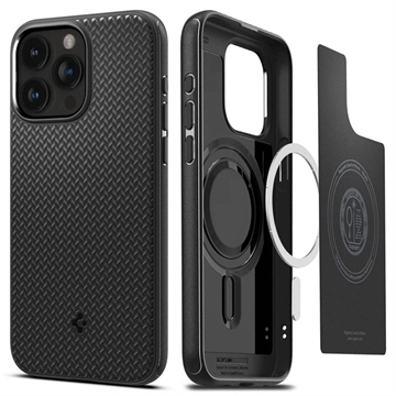 Custodia ibrida Spigen Mag Armor per iPhone 15 Pro - nera opaca