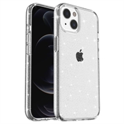 Custodia Ibrida Serie Stylish Glitter per iPhone 15 - Valkoinen