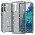 Custodia Ibrida Serie Stylish Glitter per Samsung Galaxy S21 5G - Grigia