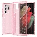 Custodia Ibrida Serie Stylish Glitter per Samsung Galaxy S22 Ultra 5G - Rosa