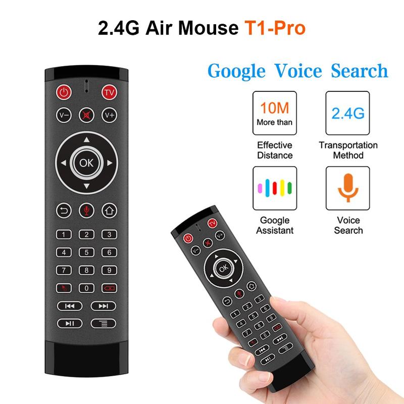T1-PRO-TV Telecomando senza fili intelligente a 2 tasti con funzione di  apprendimento IR e microfono per Android TV Box / Stick