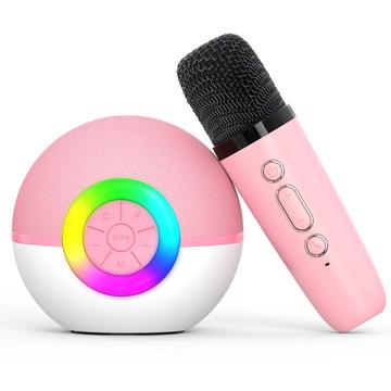 T97 Microfono karaoke per bambini con altoparlante e subwoofer Bluetooth - Rosa