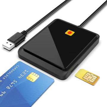 Lettore di smart card USB 2.0 - SIM, ID, carta bancaria - Nero