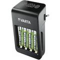 Caricabatterie con spina LCD Varta + caricabatterie con 4x batterie R6/AA