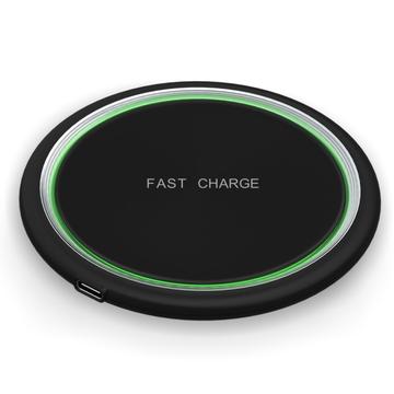 W53 Qi Wireless Charger Pad Base di ricarica rapida rotonda ultrasottile - Nero