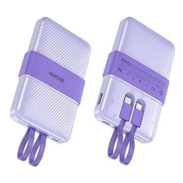 WEKOME WP-55 10000mAh Power Bank Design cablato 22.5W Caricatore portatile veloce per telefono - Viola