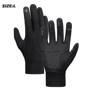 Guanti invernali impermeabili per ciclismo e corsa / Guanti con touch - Grande - Nero