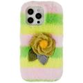 Custodia in TPU 3D Plush Inverno Peloso per iPhone 14 Pro Max - Rosa Gialla