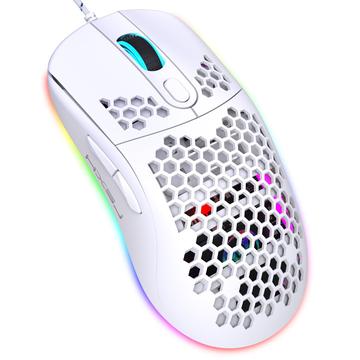 Mouse da gioco USB cablato X600 Honeycomb RGB con pulsanti programmabili - Bianco