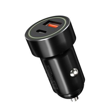 Caricabatterie da auto veloce XO CC32 20W - PD3.0 USB-C, QC3.0 USB-A - Nero