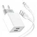 XO L65 Caricatore rapido a doppia porta USB con cavo MicroUSB - Bianco