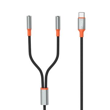 XO NB-R269B Cavo audio 2-in-1 - USB-C / 2x3.5mm - 1.2m - Nero