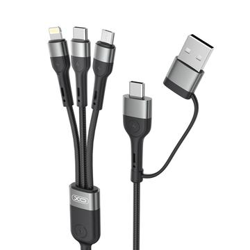 XO NB254 Cavo di ricarica 6 in 1 - USB-C, Lightning, MicroUSB, USB-A - 1.2m - Nero