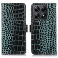 Custodia in Pelle a Portafoglio Serie Crocodile con RFID per Xiaomi 14T Pro