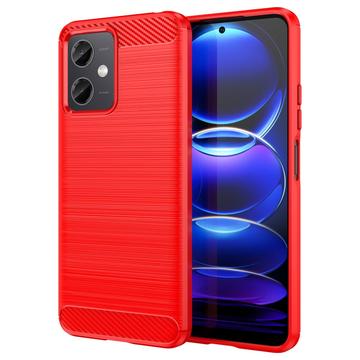 Custodia in TPU spazzolato per Xiaomi Redmi Note 12/Poco X5 - Fibra di carbonio - Rossa