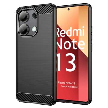 Custodia in TPU spazzolato per Xiaomi Redmi Note 13 4G - Fibra di Carbonio - Nera