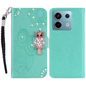 Xiaomi Redmi Note 13 4G Custodia portafoglio con strass gufo