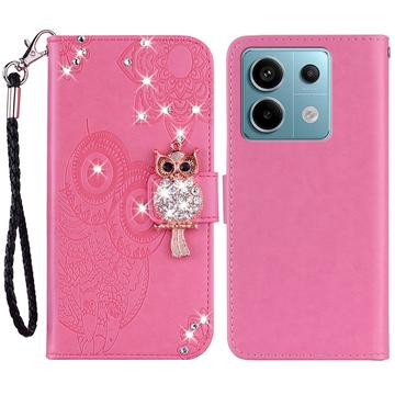 Xiaomi Redmi Note 13 Custodia portafoglio con strass gufo