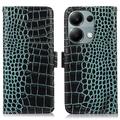 Custodia in Pelle a Portafoglio Serie Crocodile con RFID per Xiaomi Redmi Note 13 Pro 4G/Poco M6 Pro - Verde