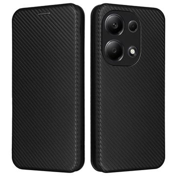 Custodia a Flip per Xiaomi Redmi Note 13 Pro 4G/Poco M6 Pro - Fibra di Carbonio - Nera