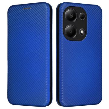 Custodia a Flip per Xiaomi Redmi Note 13 Pro 4G/Poco M6 Pro - Fibra di Carbonio - Blu