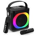 YS307 Home Karaoke Speaker Bluetooth Altoparlante luminoso RGB con 2 microfoni - Nero