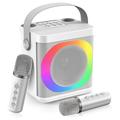 YS307 Home Karaoke Speaker Bluetooth Altoparlante luminoso RGB con 2 microfoni - Argento