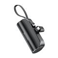 Yesido YP68 5000mAh Lightning Power Bank con cavo USB-C e supporto nascosto - Nero