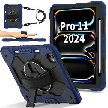 Custodia con Cinturino da Polso Heavy Duty 360 per iPad Pro 11 (2024) - Blu