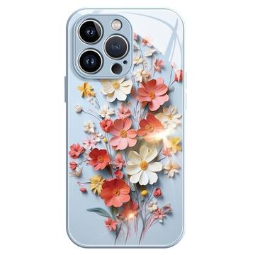 Custodia ibrida per iPhone 12/12 Pro con bouquet di fiori - Blu