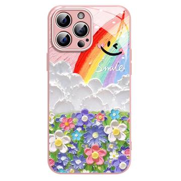 Custodia ibrida iPhone 12 Pro Max Sorriso e arcobaleno - Rosa