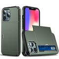 iPhone 13 Pro Hybrid Case with Sliding Card Slot - Verde Militare