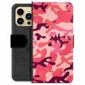 Custodia a Portafoglio Premium per iPhone 13 Pro Max - Rosa Camouflage