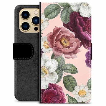 Custodia a Portafoglio Premium per iPhone 13 Pro Max - Fiori Romantici