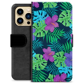 Custodia a Portafoglio Premium per iPhone 13 Pro Max - Fiore Tropicale