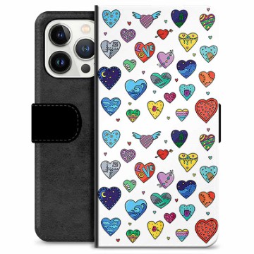 Custodia a Portafoglio Premium per iPhone 13 Pro - Cuori