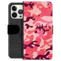 Custodia a Portafoglio Premium per iPhone 13 Pro - Rosa Camouflage