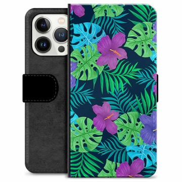 Custodia a Portafoglio Premium per iPhone 13 Pro - Fiore Tropicale