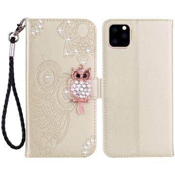 iPhone 14 Custodia portafoglio con strass gufo