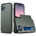 iPhone 14 Pro Hybrid Case with Sliding Card Slot - Verde Militare