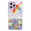 Custodia ibrida iPhone 14 Pro Max Sorriso e arcobaleno - Viola