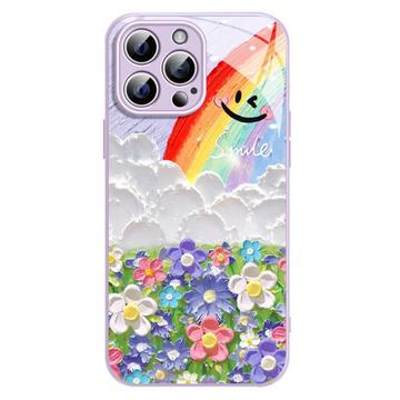 Custodia ibrida iPhone 14 Pro Max Sorriso e arcobaleno - Viola