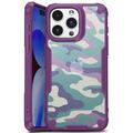 Custodia Ibrida Anti-Shock per iPhone 15 - Camouflage - Viola